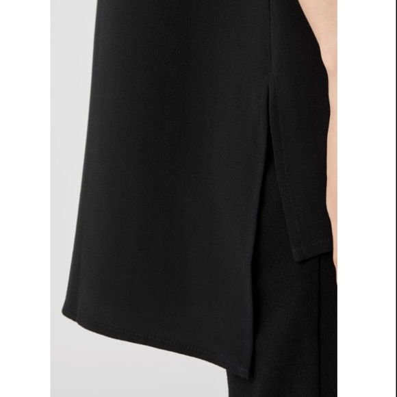 Eileen Fisher Silk Georgette Crepe Bateau Neck Tank Black Size Small - Picture 8 of 11